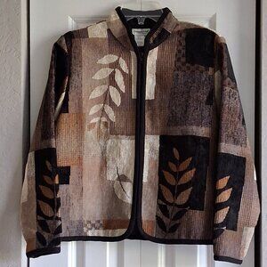 Coldwater Creek Fall Leaves Tapestry Full Zip Jacket Petite M